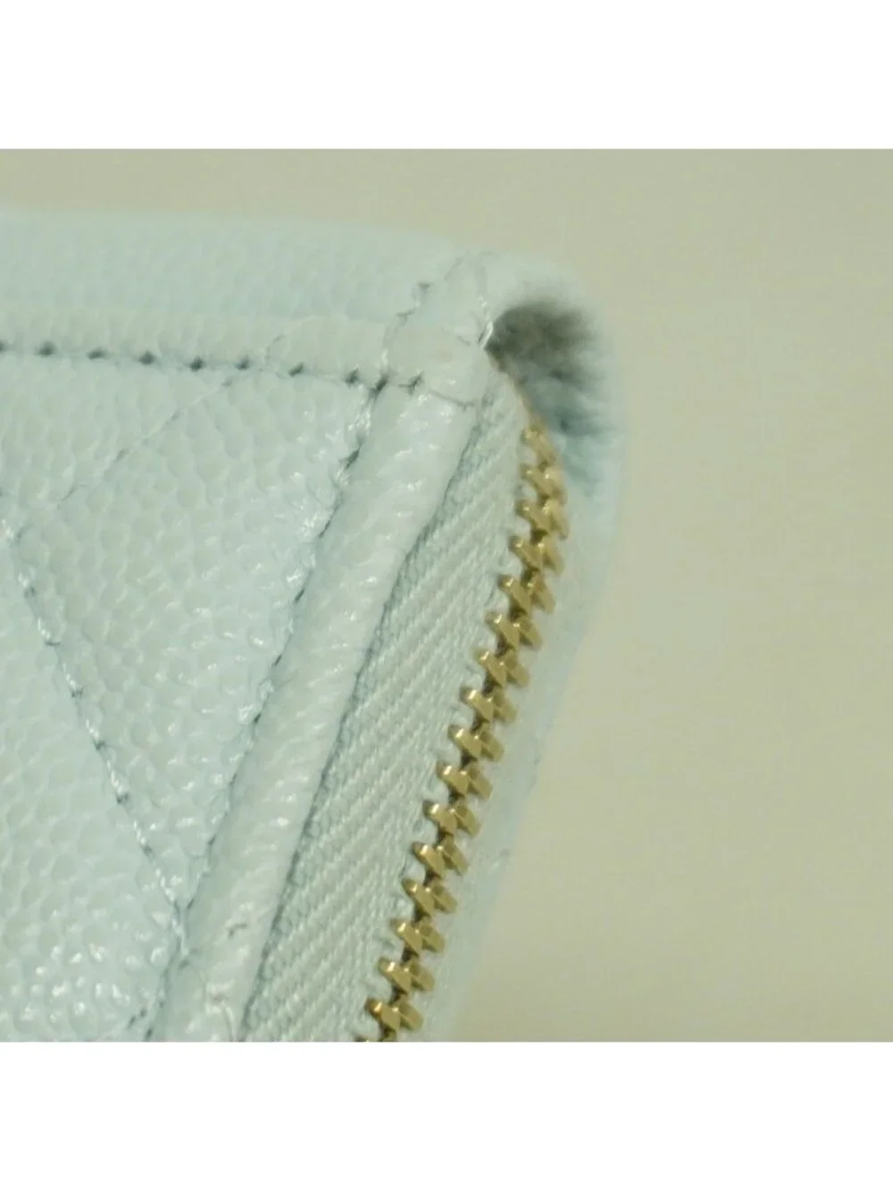 Chanel Coin Case Quilted Caviar Leather Light Blue Champagne Gold